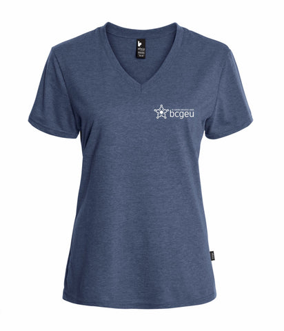 Women’s V-neck ¾ sleeve T-Shirt (BCGEU fist logo)