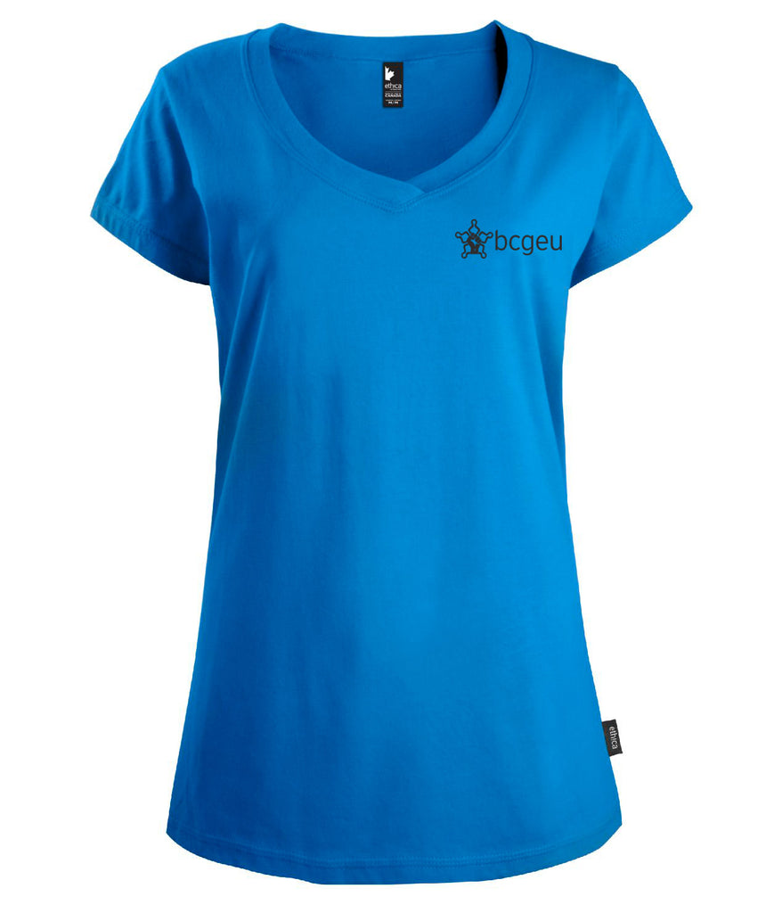 Women's V-neck T-shirt (BCGEU fist logo)