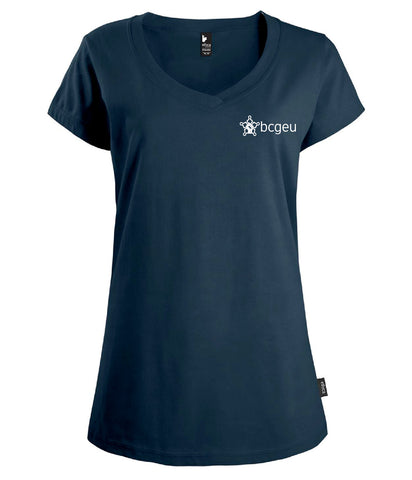 Women's V-neck T-shirt (BCGEU fist symbol)