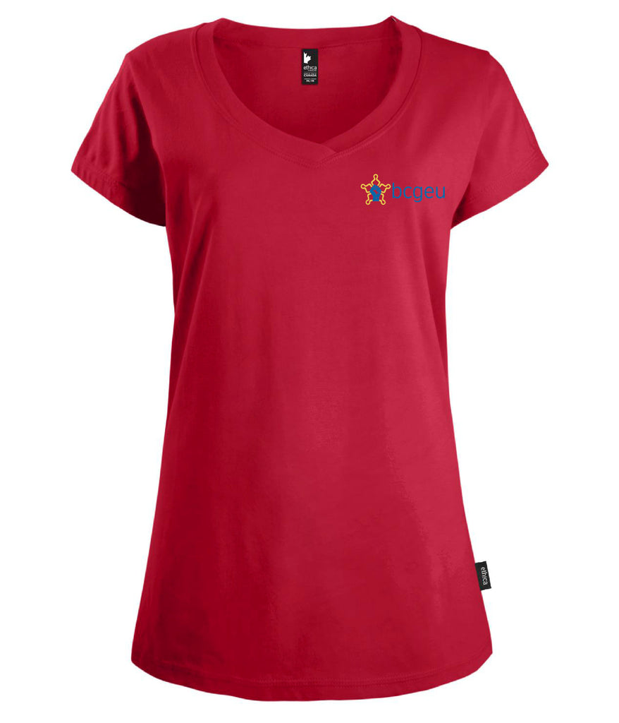 Women's V-neck T-shirt (BCGEU fist logo)