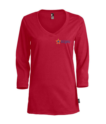 Women's V-neck T-shirt (BCGEU fist logo)